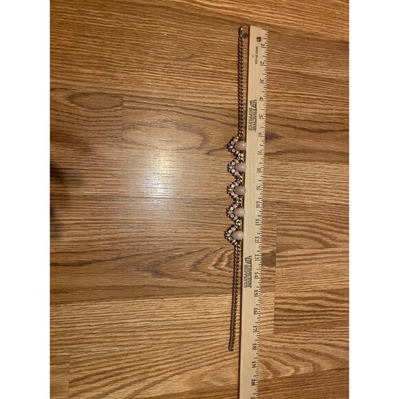 Express Necklace Gold Tone & Peach Floral Statement with Rhinestones 18” length - Picture 7 of 8